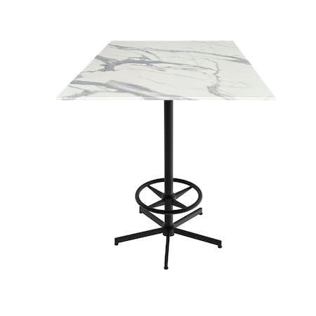 42 Tall OD216 Black Table Base W32x32 Square White Marble Top,IndoorOutdoor